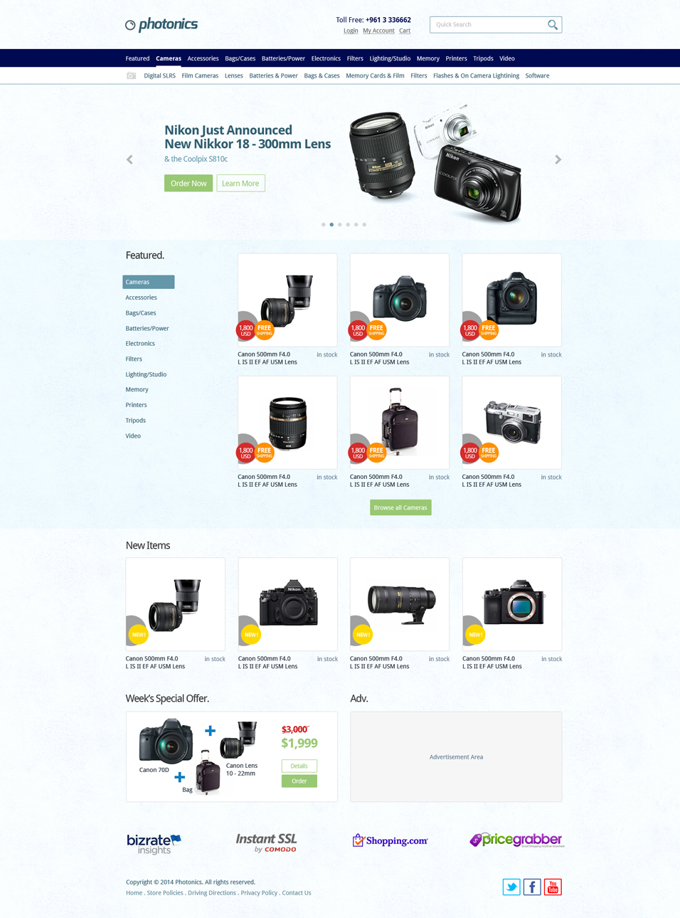 E-commerce Camera Store Website Template