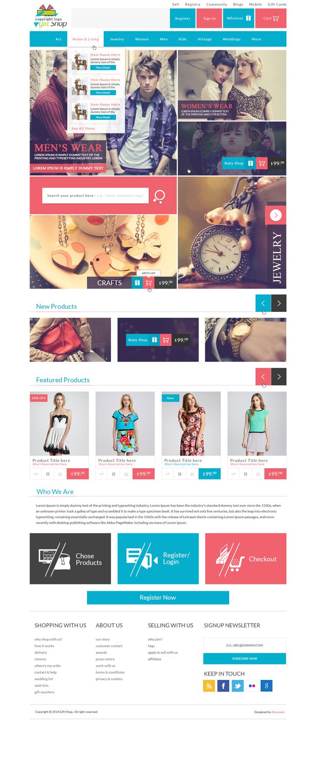 Modern Modular Gift Shop E-Commerce Website PSD
