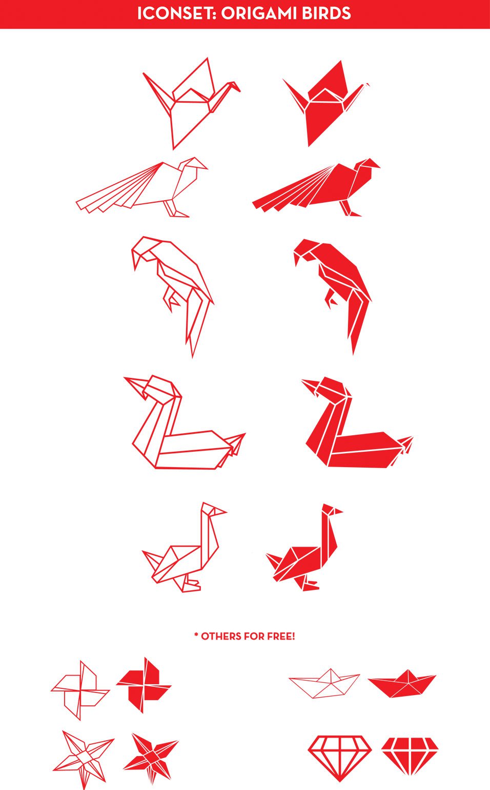 Free Origami Birds Icons