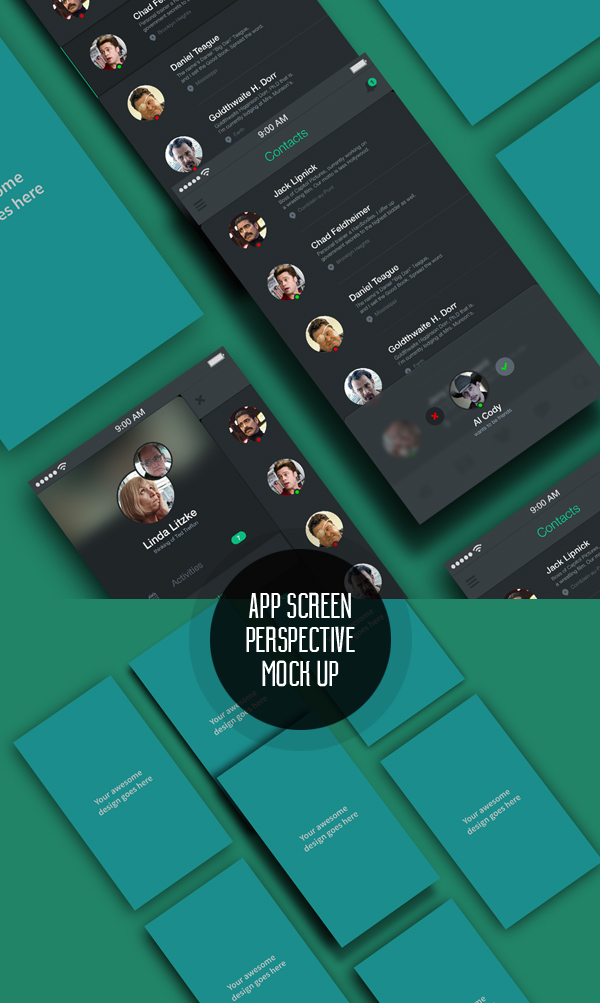 Free App Screens Perspective MockUp PSD
