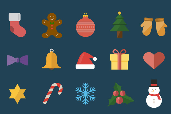 festive seasonal christmas icons set 15