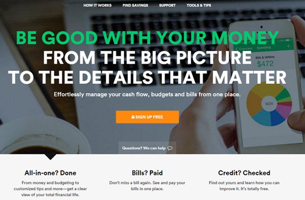 mint money management website homepage