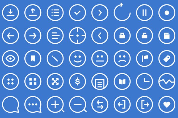 simple thin clean blue white round iconset