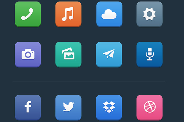 quasi flat app style iconset minimal colors