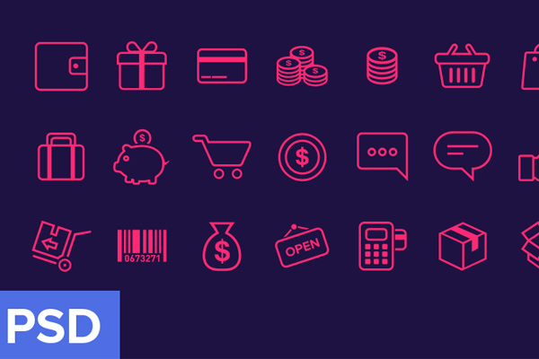 bright pink ecommerce icons shopping cart freebie