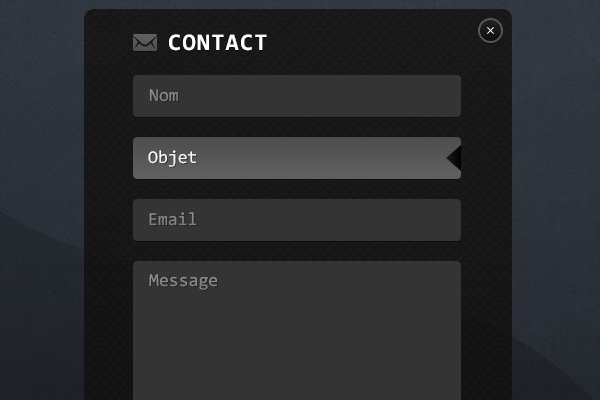 popup dark contact form interface