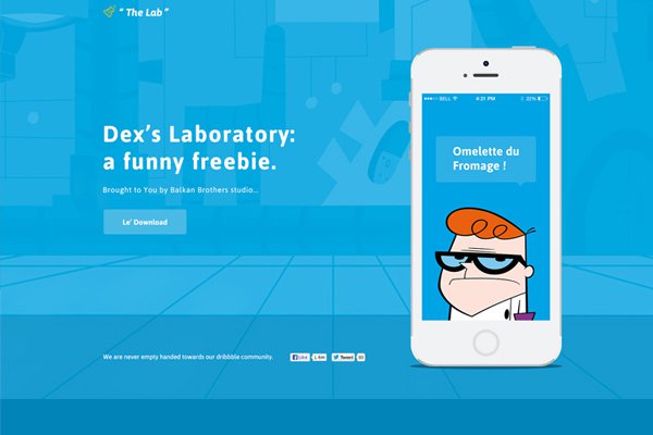 dexters lab blue portfolio psd freebie website mockup