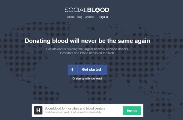 dark blue socialblood website page