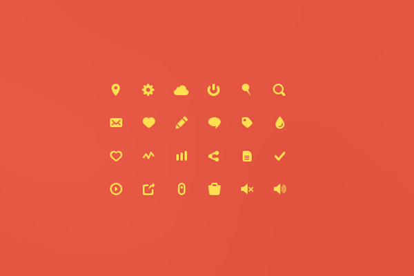 flat clean simple yellow icons freebie set