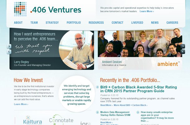 406 ventures homepage layout inspiration