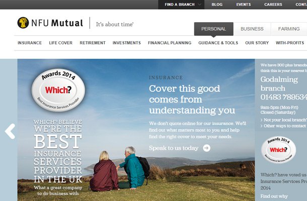 nfu mutual homepage design layout
