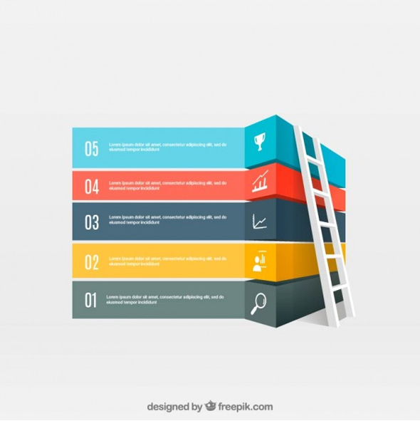 Colorful-banners-infographic-with-a-ladder