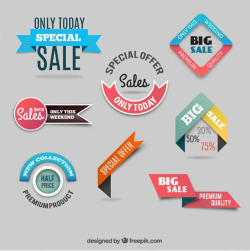 Discount-labels-collection Ribbon Vector Freebies 