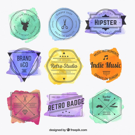 Watercolor-hispter-badges