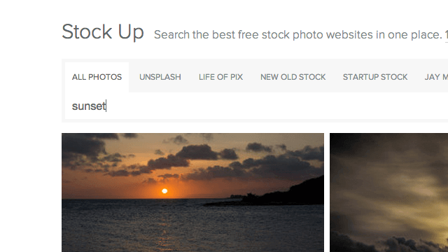 Stock Up 免费图片搜索引擎，一次查找 9 个图库网站相片