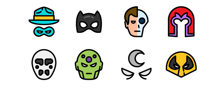 The Flat Superheroes & Villains Icon Set