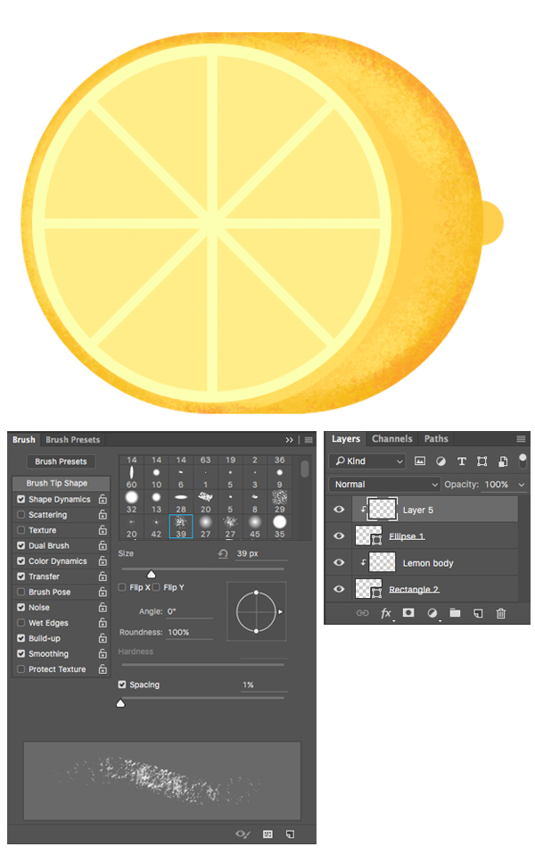 make the lemon textured