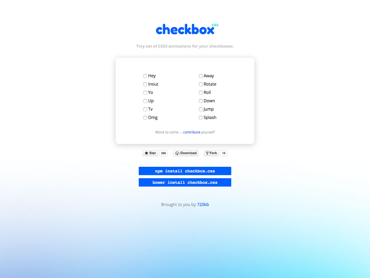 checkbox.css 是一个给复选框设计的css3动效 createbrief.com