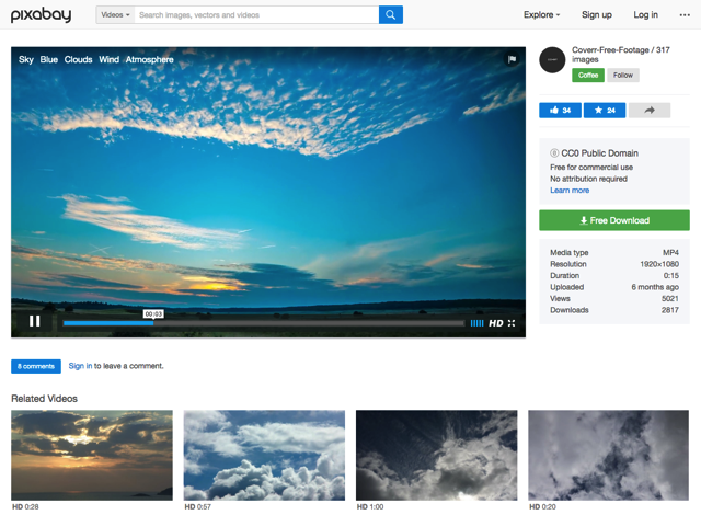 要如何下载 pixabay videos 里的影片呢?很简单,在