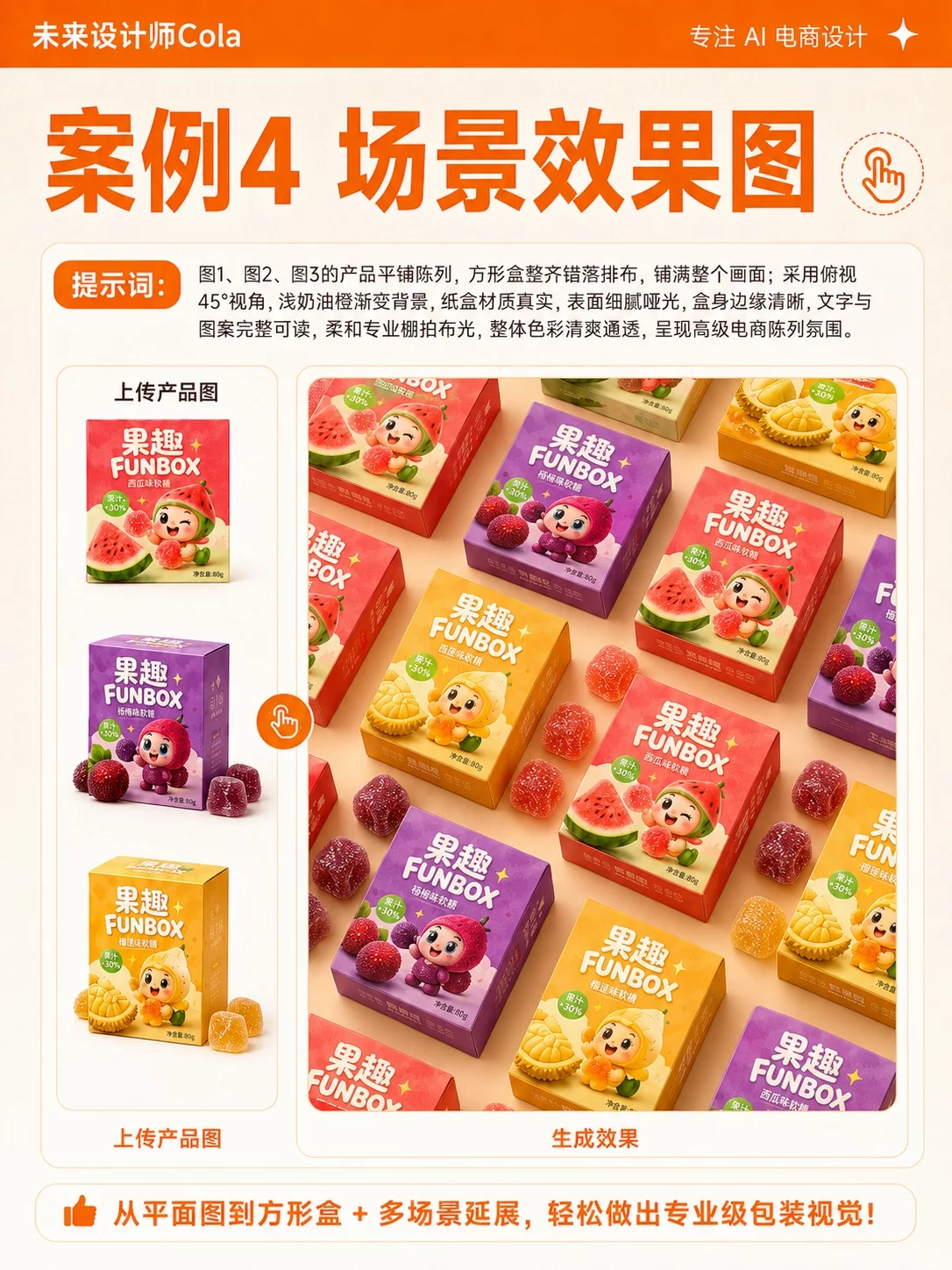 AI做特殊盒型包装!4步从渲染图做到完整全案