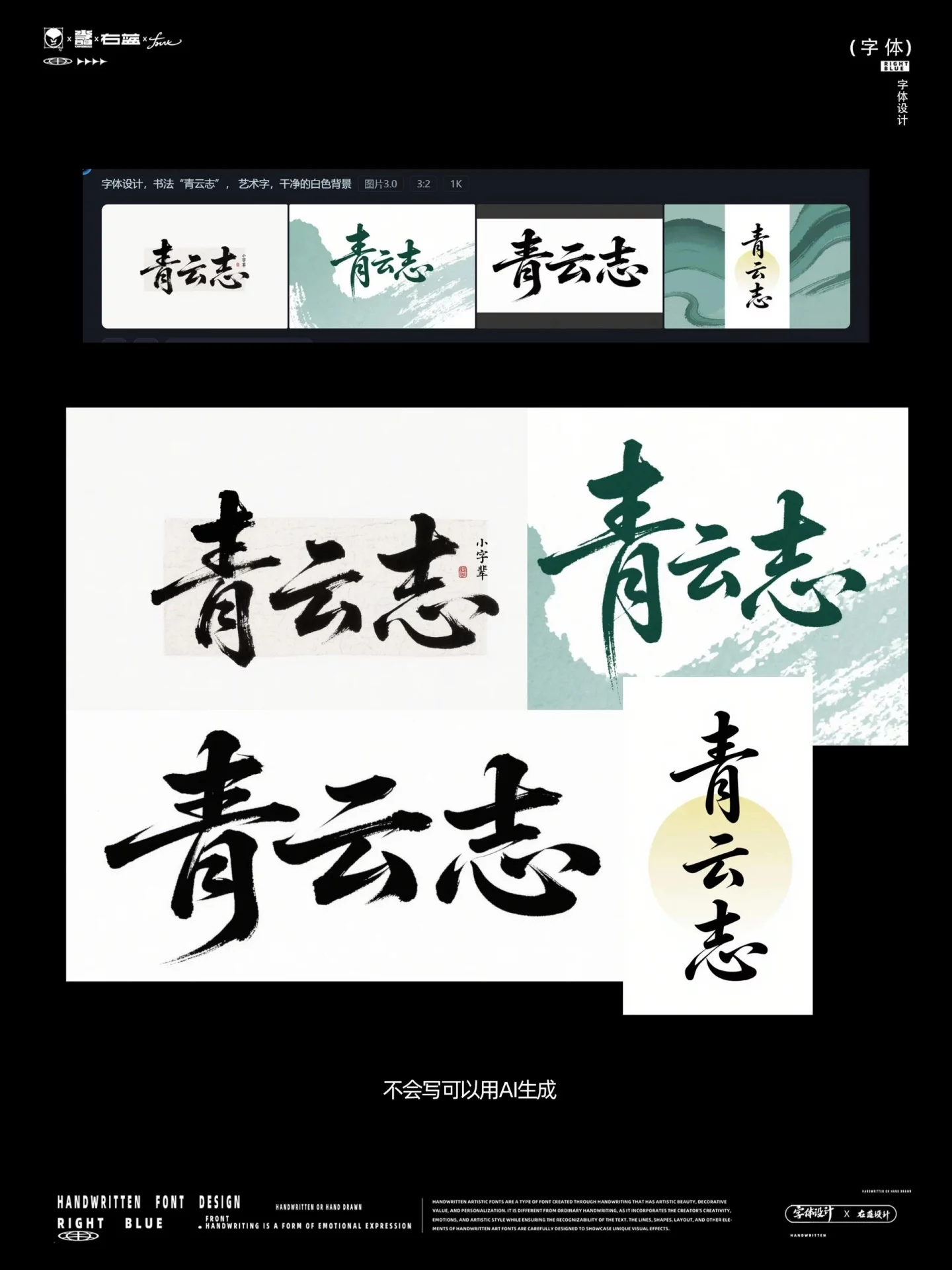4步做出书法字效!AI也能生成青云志同款字体