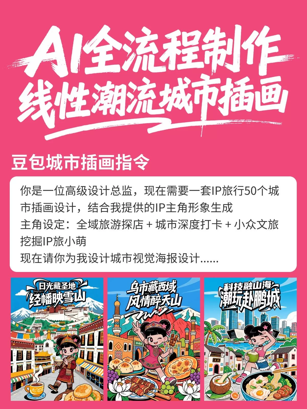 一套流程讲透!AI生成潮流城市插画海报