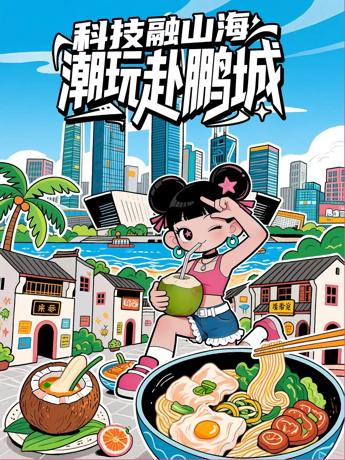 一套流程讲透!AI生成潮流城市插画海报