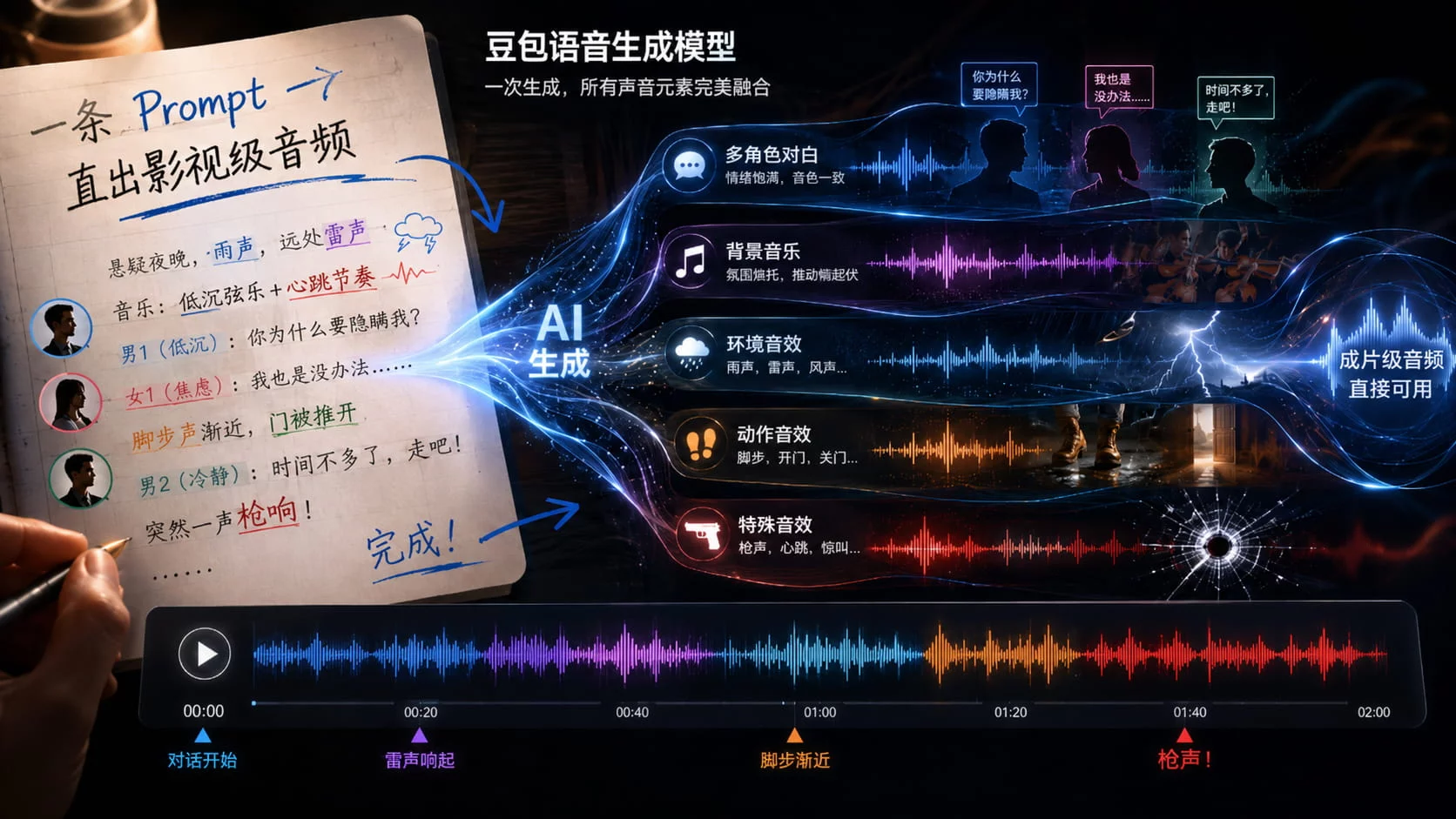 折腾大半天的多轨混音,现在火山引擎AI一秒直出