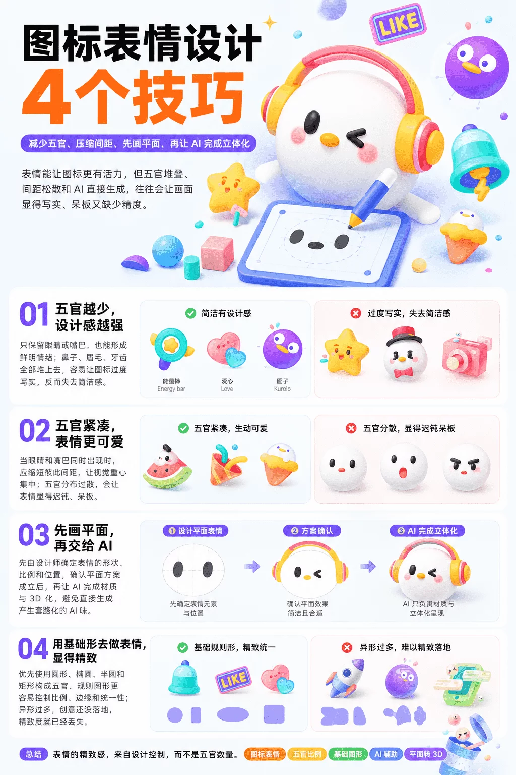 不会这4个表情设计技巧，AI给你用也是白费！