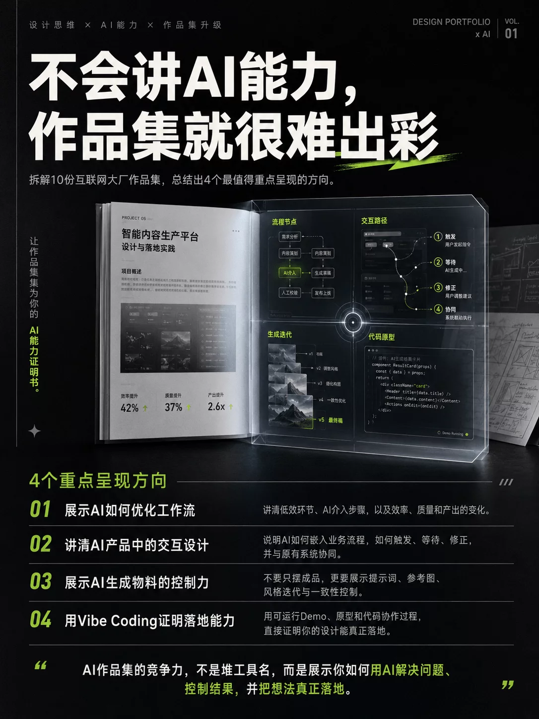 拆解了10份大厂作品集,总结出4个呈现AI能力的方向