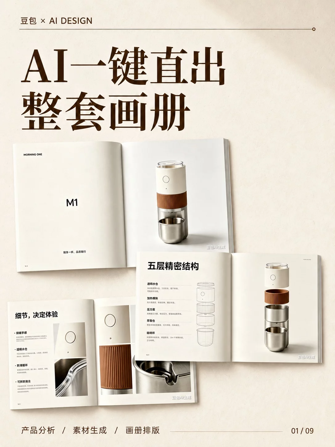AI一键做整套画册！7步跑通10页产品设计流程