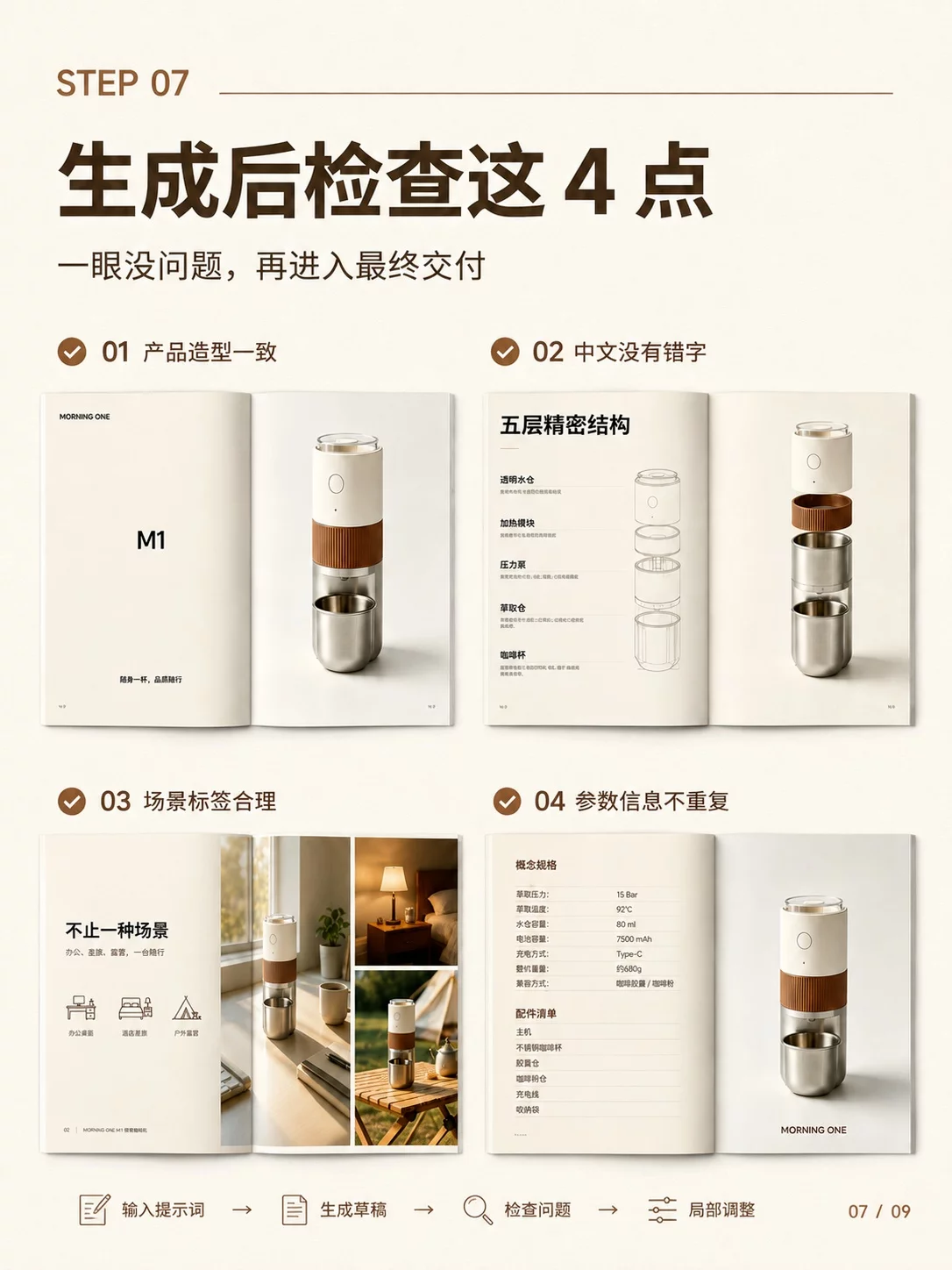 AI一键做整套画册!7步跑通10页产品设计流程