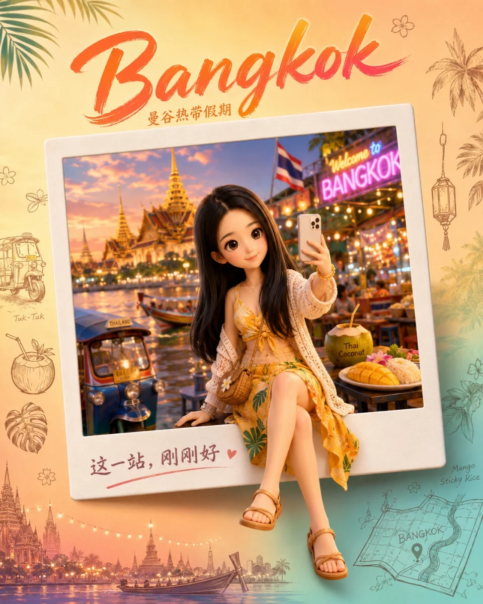 暑假旅行照还能这样玩!这组AI提示词一键变打卡大片