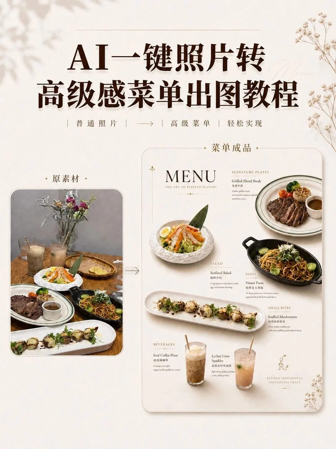 一键照片转菜单!4个步骤做出轻法式高级感排版