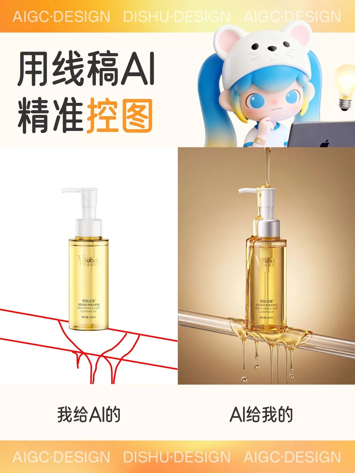 告别AI反复抽卡!2步做出构图精准的美妆电商图