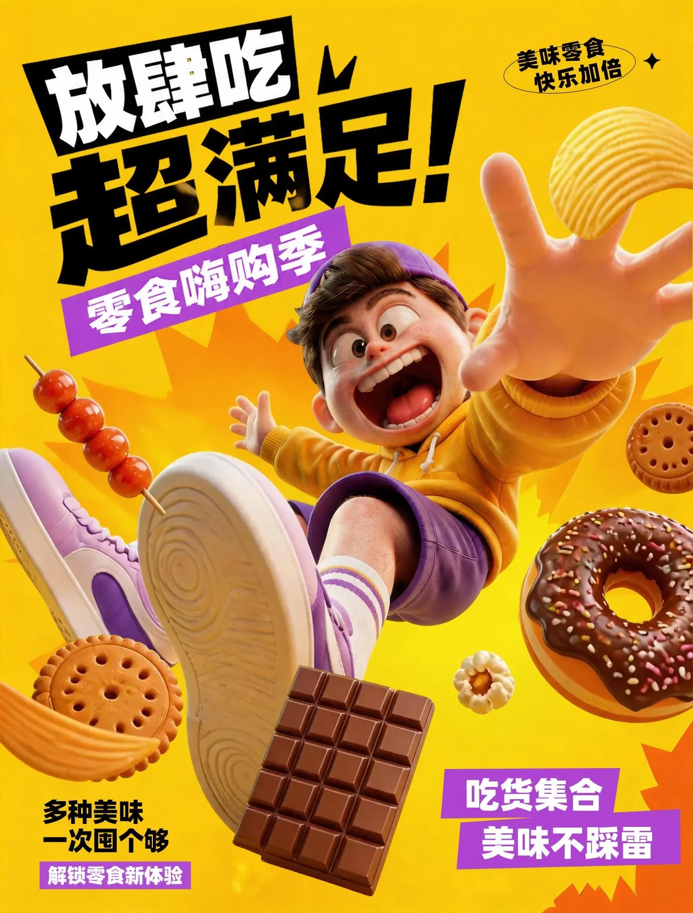 3步完整复盘！用AI把草图做成零食大促海报