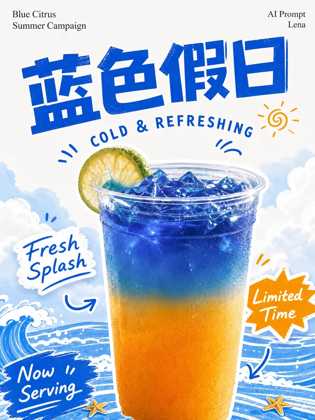 GPT-img2夏日茶饮海报提示词！款款都很吸睛