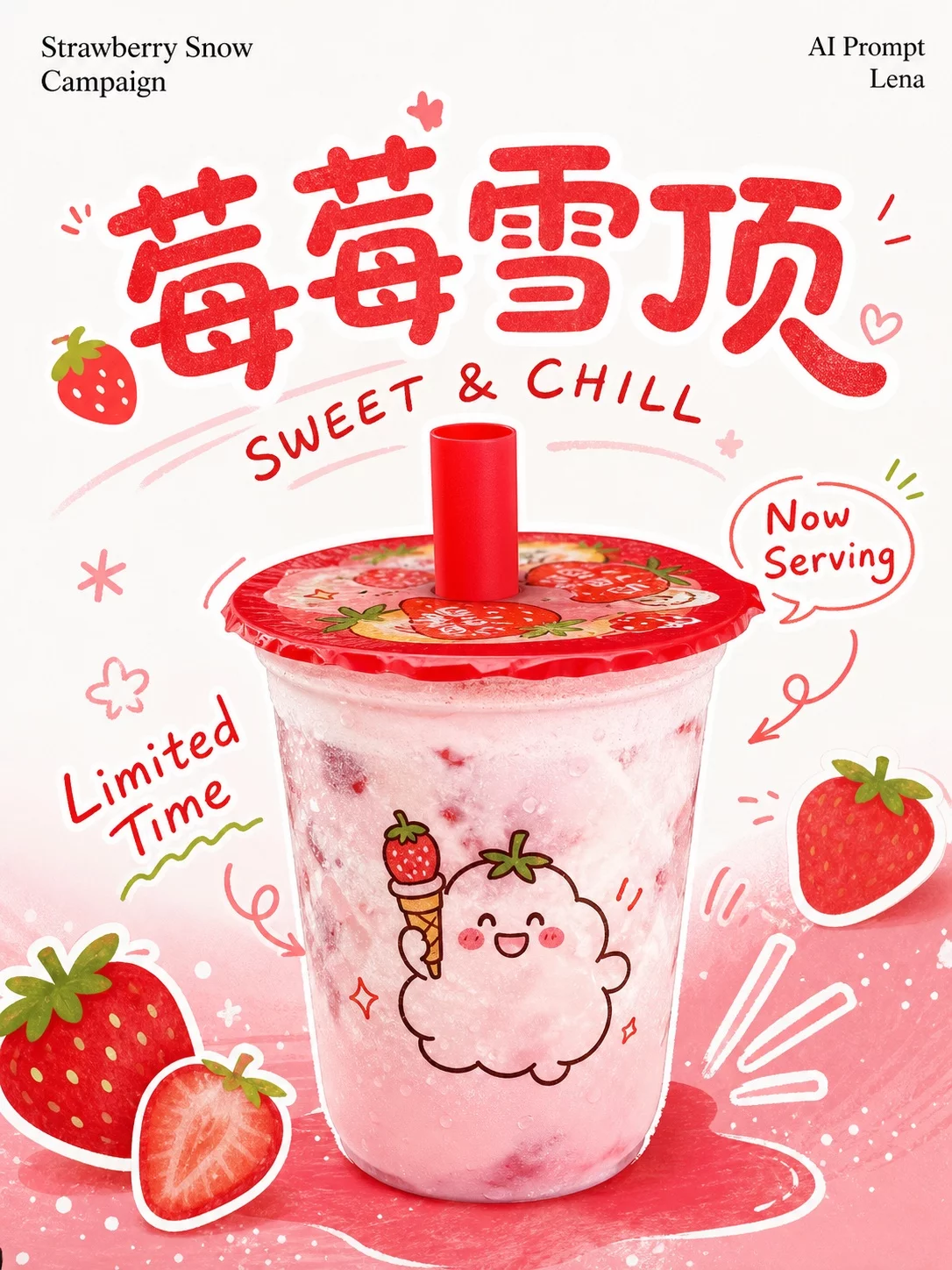 GPT-img2夏日茶饮海报提示词！款款都很吸睛