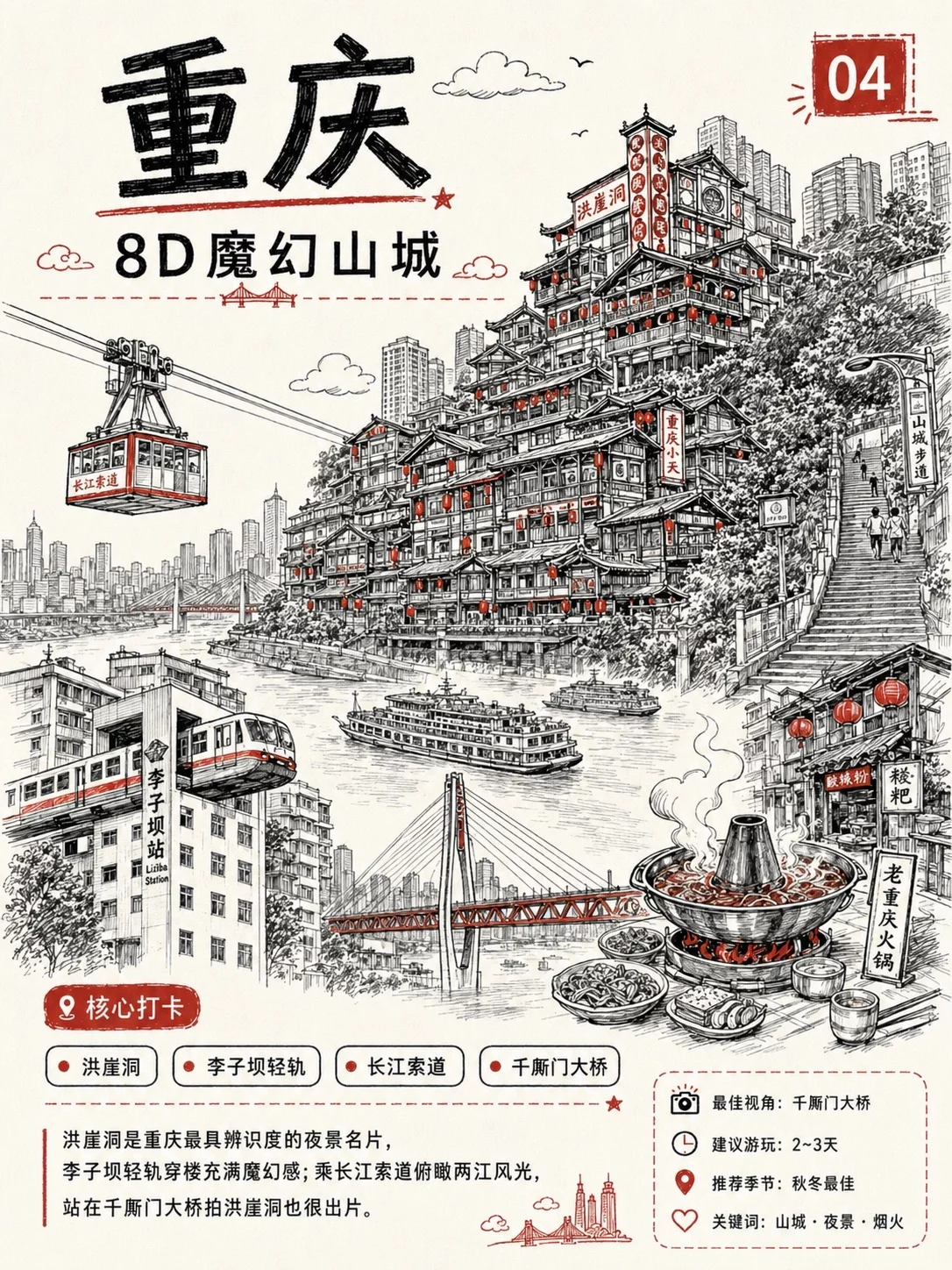 暑期旅行城市打卡手绘AI提示词，不会画画也能做出满满手账感
