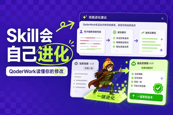 阿里QoderWork终于能自动进化Skill了，让AI越用越顺手