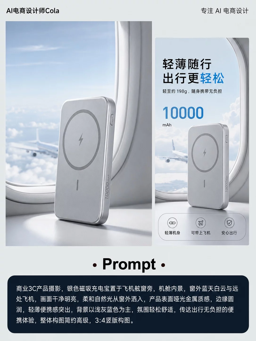 1张白底图搞定！AIGC做充电宝详情页教程，附详细提示词