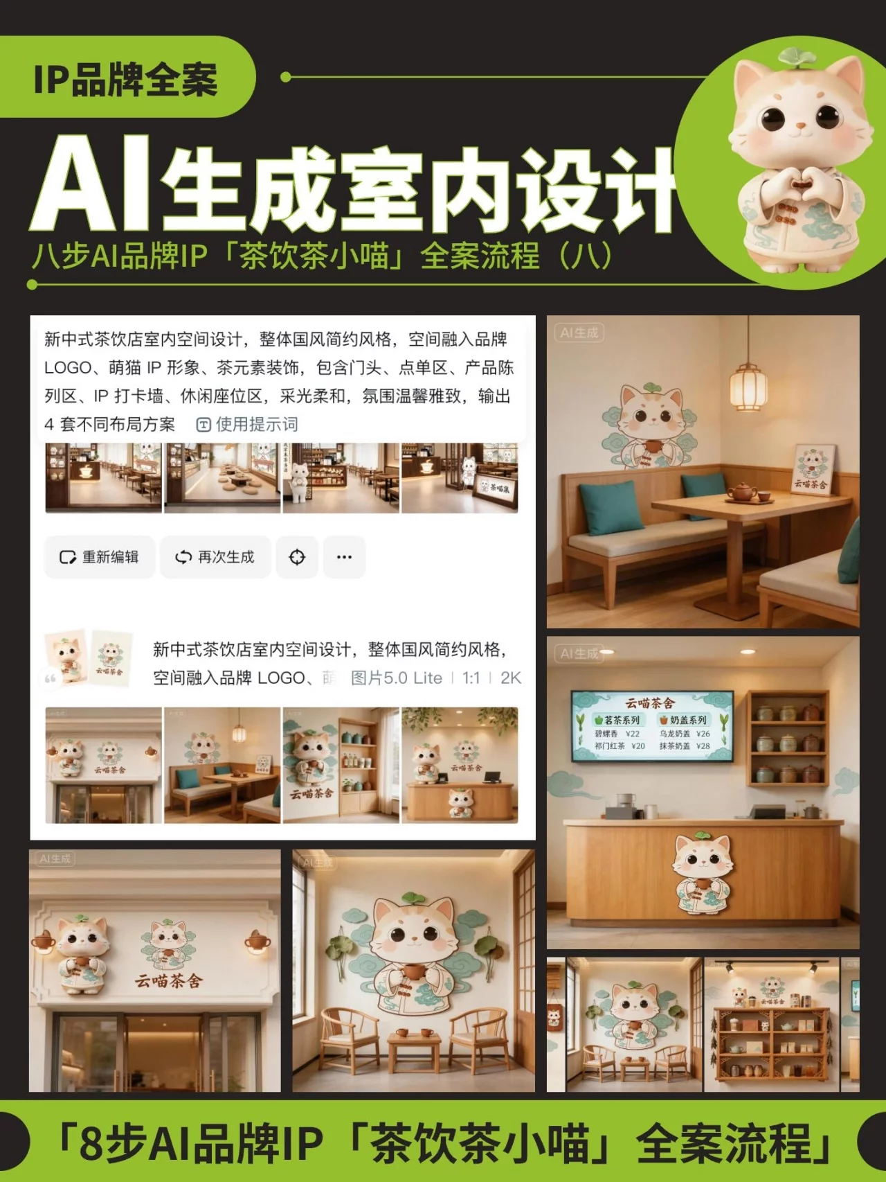 8步做完一套AI茶饮品牌全案!从IP形象到门店设计全流程拆解