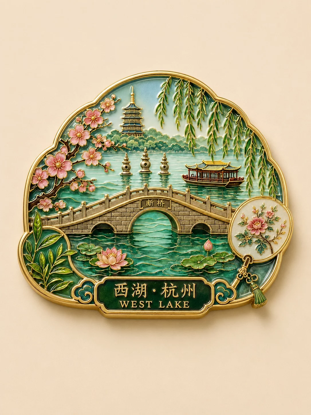 9款中国城市珐琅冰箱贴提示词!AI文创也能这么高级