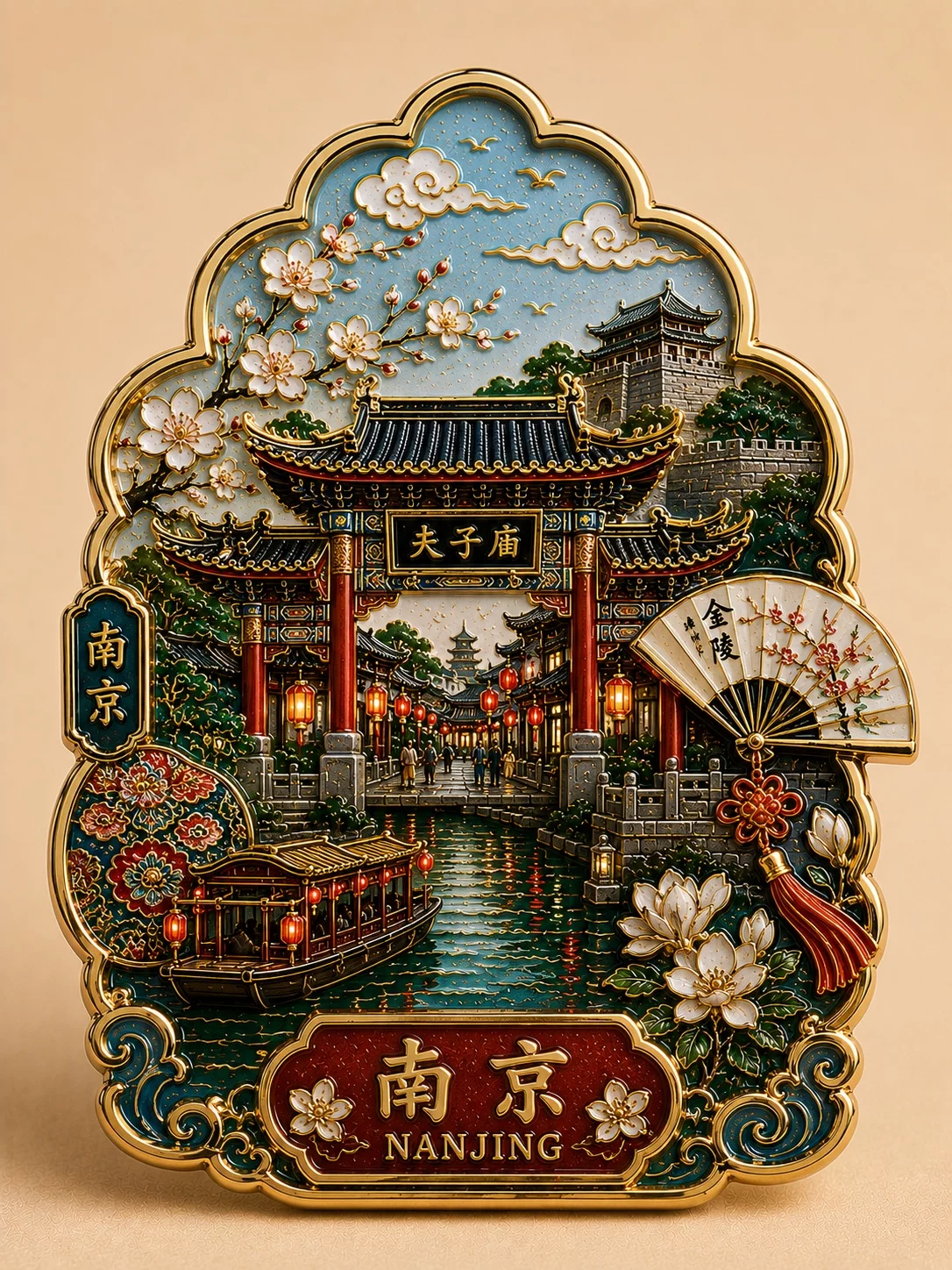 9款中国城市珐琅冰箱贴提示词!AI文创也能这么高级