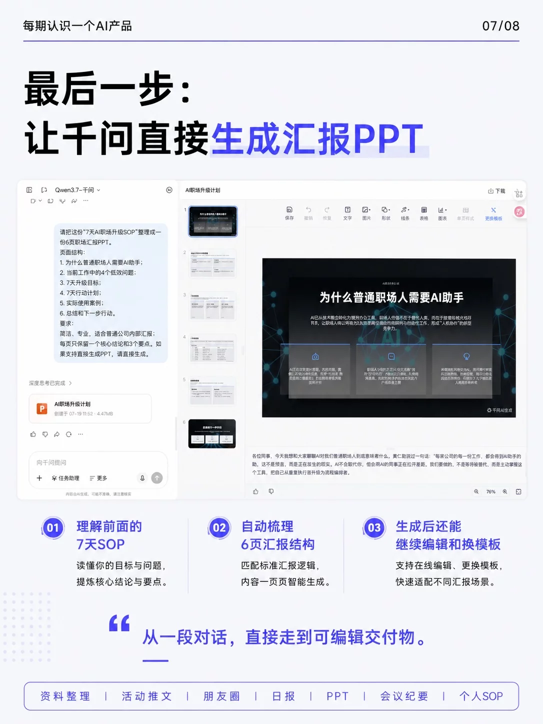一句话拆出7天AI工作流!这套SOP上班就能直接照着用