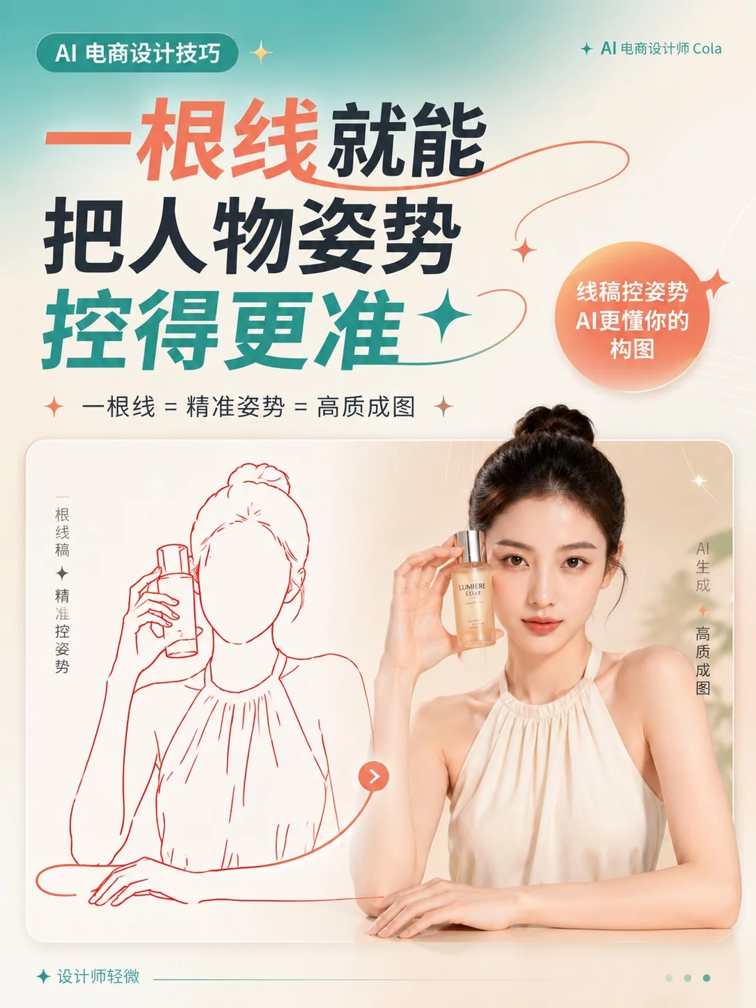 AI电商设计技巧！一根线就能把人物姿势控得更准