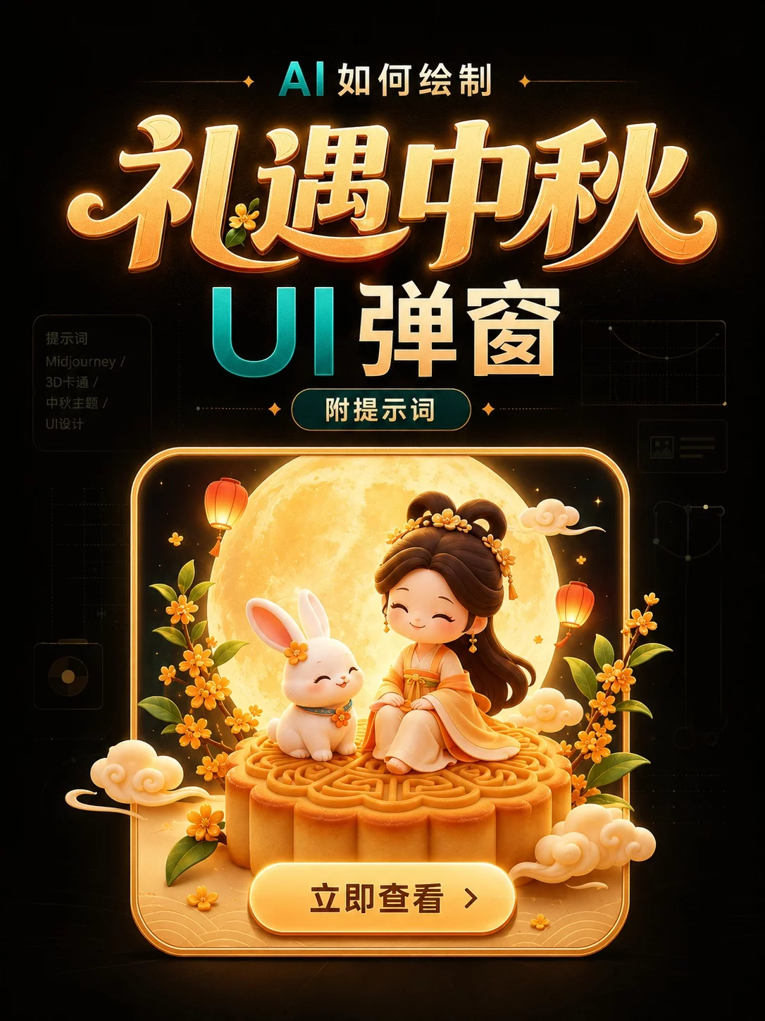 AI做中秋弹窗太省事了!一套提示词直接出6版