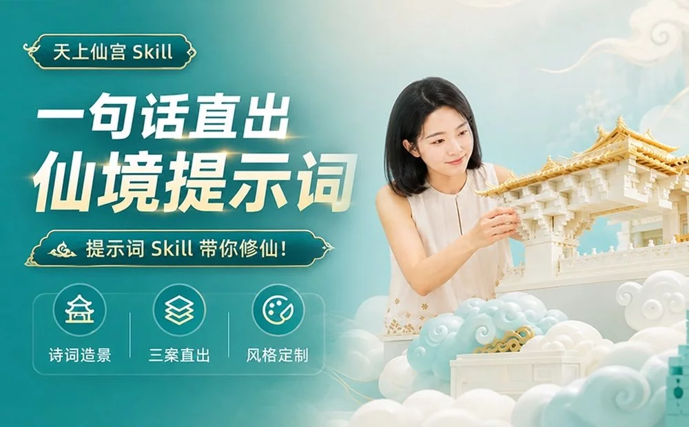 一句话直出各种仙境提示词,这个提示词Skill带你创造仙侠世界!