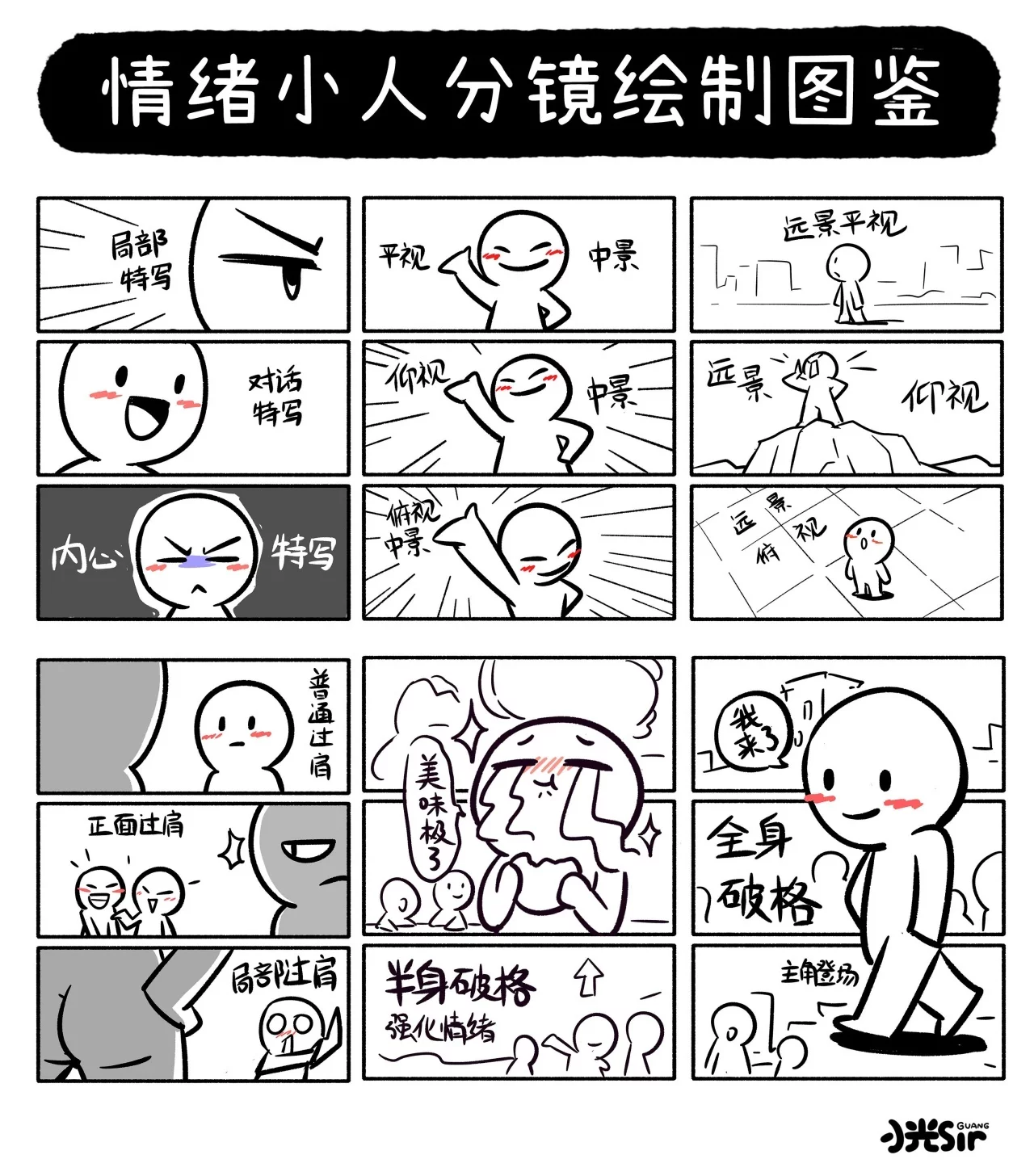 10+种镜头一次看懂!情绪小人分镜绘制图鉴