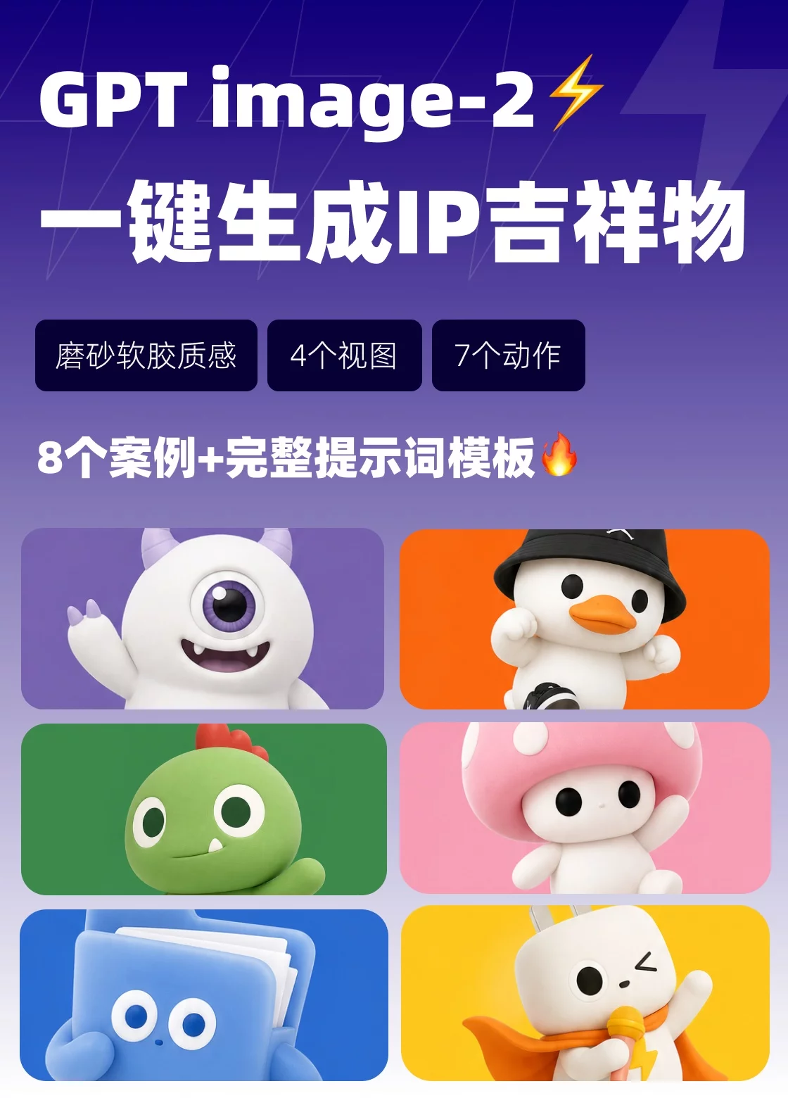 GPT image2一键生成IP吉祥物!8个案例完整提示词实测